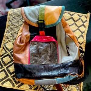Anthropologie Genuine Leather Patchwork Backpack